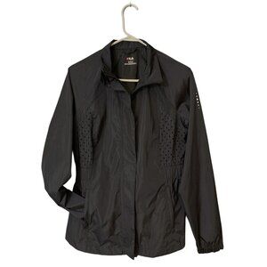 Fila Sport Retro Woman's Casual Lightweight Windbreaker Jacket Black Size M